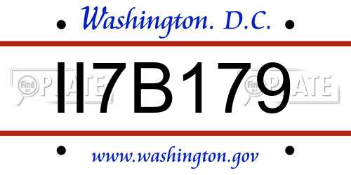II7B179 District Of Columbia License Plate