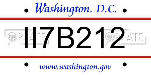 II7B212 District Of Columbia License Plate