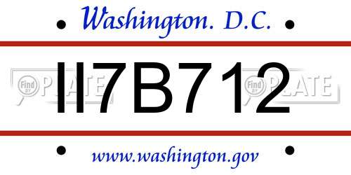 II7B712 District Of Columbia License Plate