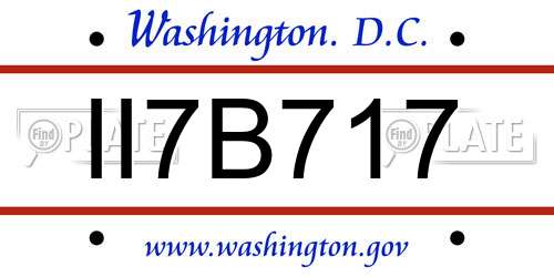 II7B717 District Of Columbia License Plate