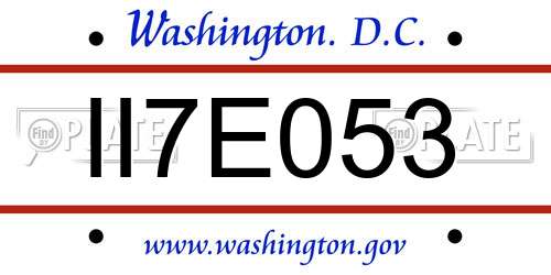 II7E053 District Of Columbia License Plate
