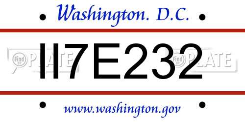 II7E232 District Of Columbia License Plate