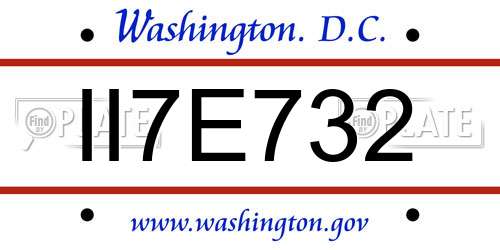 II7E732 District Of Columbia License Plate