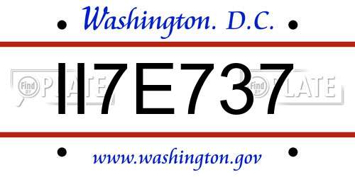 II7E737 District Of Columbia License Plate