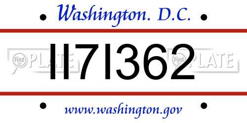 II7I362 District Of Columbia License Plate