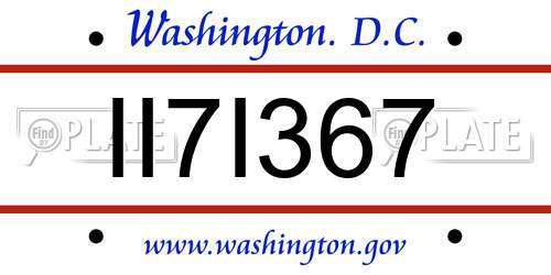 II7I367 District Of Columbia License Plate