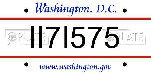 II7I575 District Of Columbia License Plate