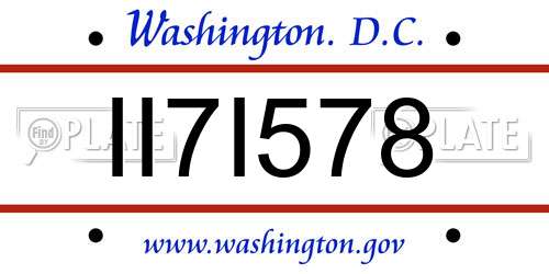 II7I578 District Of Columbia License Plate