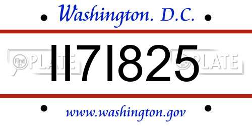 II7I825 District Of Columbia License Plate