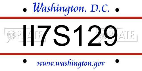 II7S129 District Of Columbia License Plate