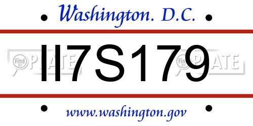 II7S179 District Of Columbia License Plate