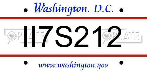II7S212 District Of Columbia License Plate