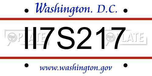 II7S217 District Of Columbia License Plate