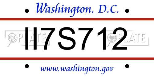 II7S712 District Of Columbia License Plate