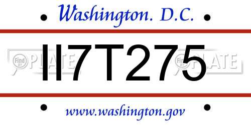 II7T275 District Of Columbia License Plate