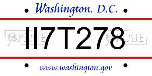 II7T278 District Of Columbia License Plate