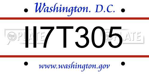 II7T305 District Of Columbia License Plate