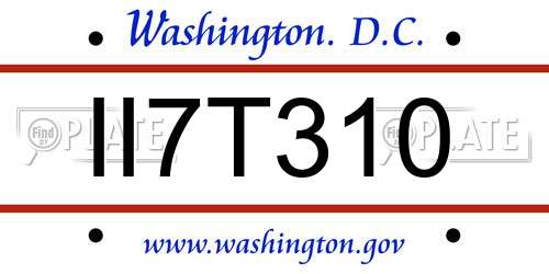 II7T310 District Of Columbia License Plate