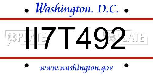 II7T492 District Of Columbia License Plate