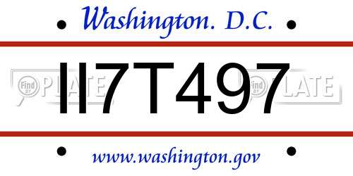 II7T497 District Of Columbia License Plate