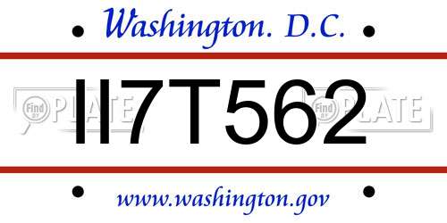 II7T562 District Of Columbia License Plate