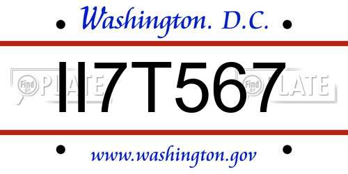 II7T567 District Of Columbia License Plate