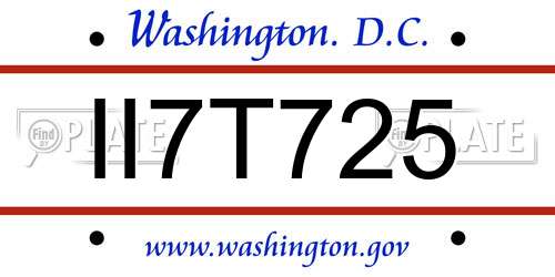II7T725 District Of Columbia License Plate