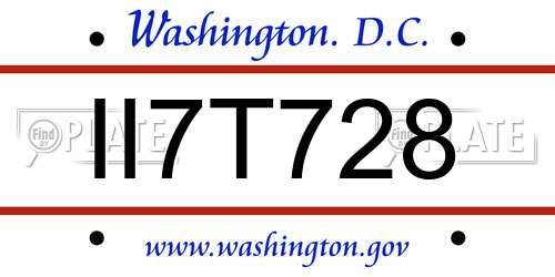 II7T728 District Of Columbia License Plate