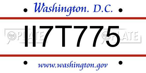 II7T775 District Of Columbia License Plate
