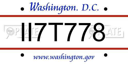 II7T778 District Of Columbia License Plate