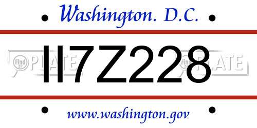 II7Z228 District Of Columbia License Plate