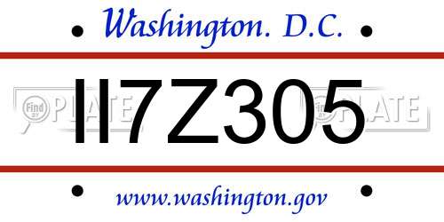 II7Z305 District Of Columbia License Plate