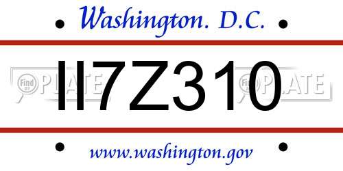 II7Z310 District Of Columbia License Plate