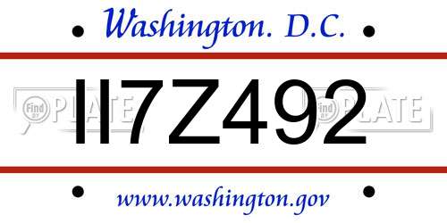 II7Z492 District Of Columbia License Plate