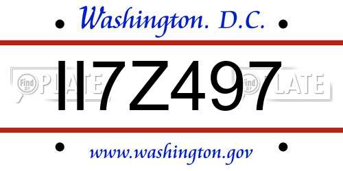 II7Z497 District Of Columbia License Plate