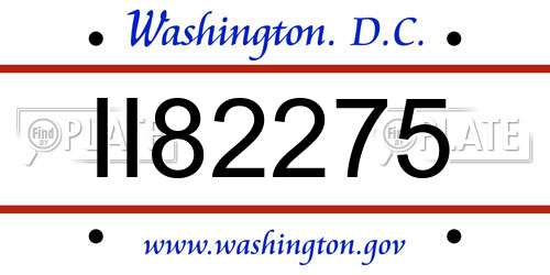 II82275 District Of Columbia License Plate