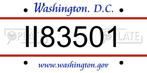 II83501 District Of Columbia License Plate