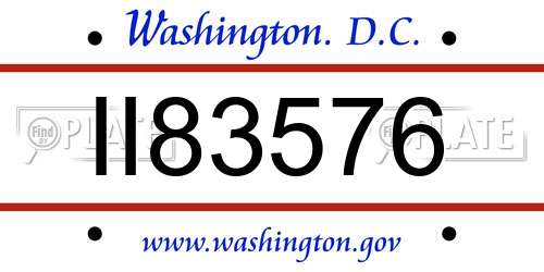 II83576 District Of Columbia License Plate
