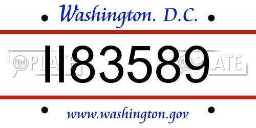 II83589 District Of Columbia License Plate