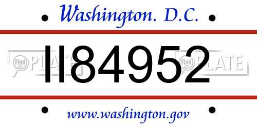 II84952 District Of Columbia License Plate