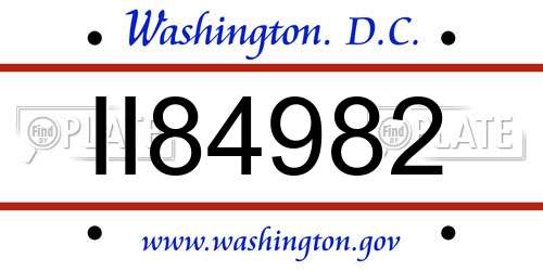 II84982 District Of Columbia License Plate