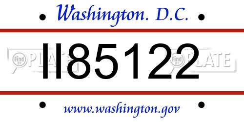 II85122 District Of Columbia License Plate