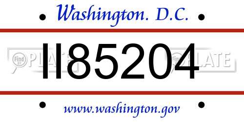 II85204 District Of Columbia License Plate