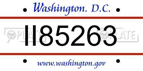 II85263 District Of Columbia License Plate