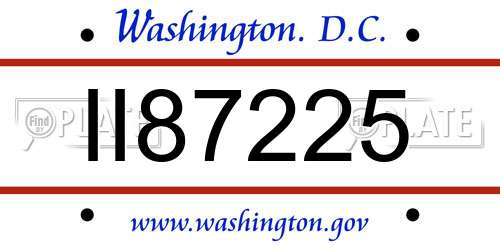 II87225 District Of Columbia License Plate