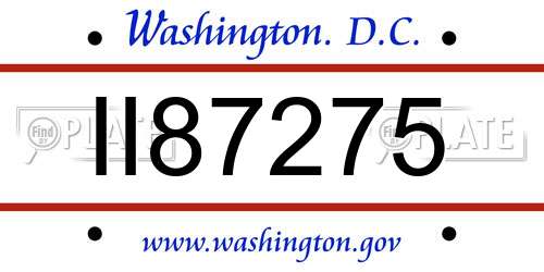 II87275 District Of Columbia License Plate
