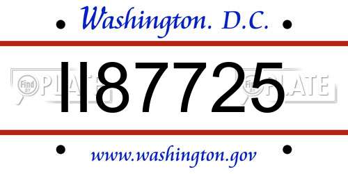 II87725 District Of Columbia License Plate