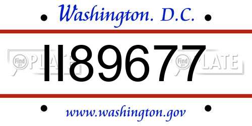 II89677 District Of Columbia License Plate