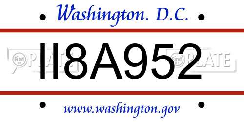 II8A952 District Of Columbia License Plate