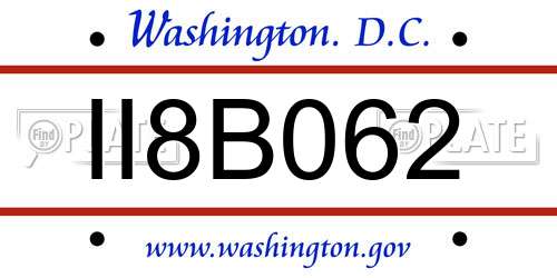 II8B062 District Of Columbia License Plate